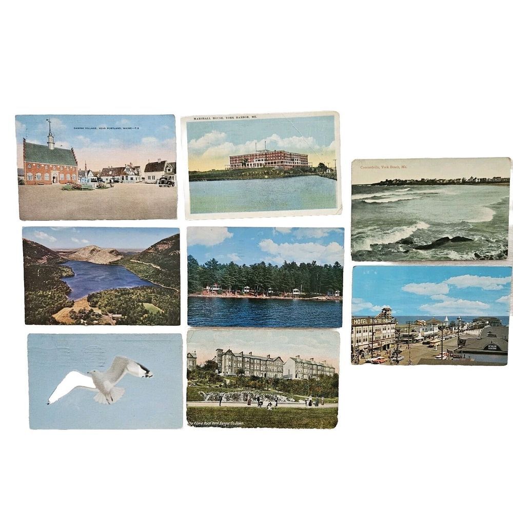 Vintage Postcard Lot Of 8 Maine Portland York Old Orchard Beach Acadia‎
